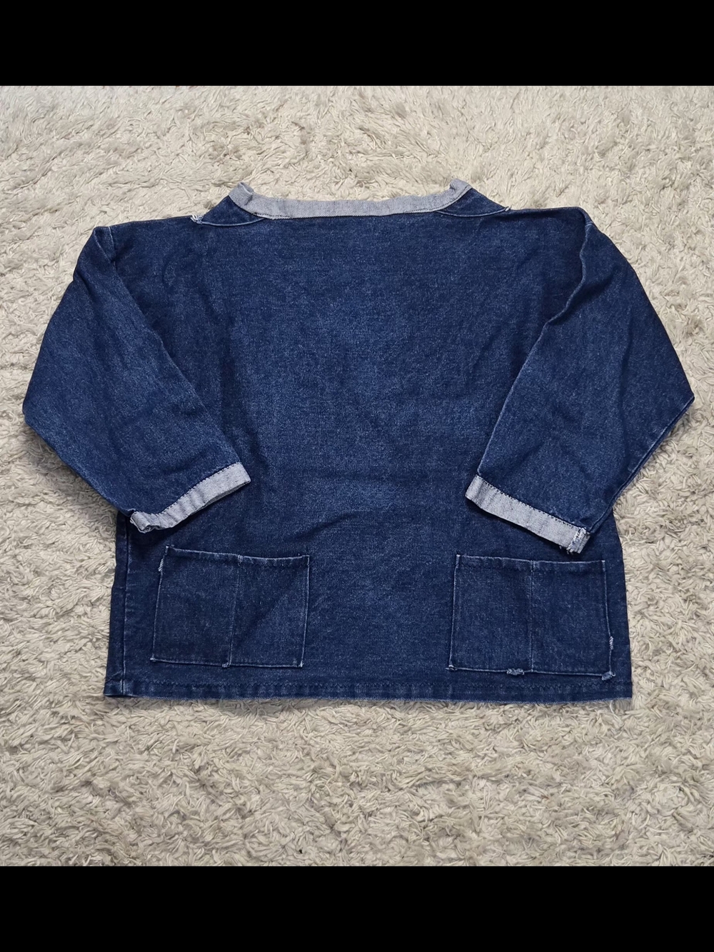 VTG 70s Euro Handmade Denim Pullover Smock XL